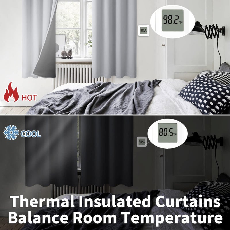 BGment 100% Blackout Curtains for Bedroom with Black Liner, Thermal Insulated Thick Double Layers Total Light Blocking Grommet Window Curtains 84 Inch Length 2 Panels Set (42 x 84 Inch, Light Grey) - Image 4